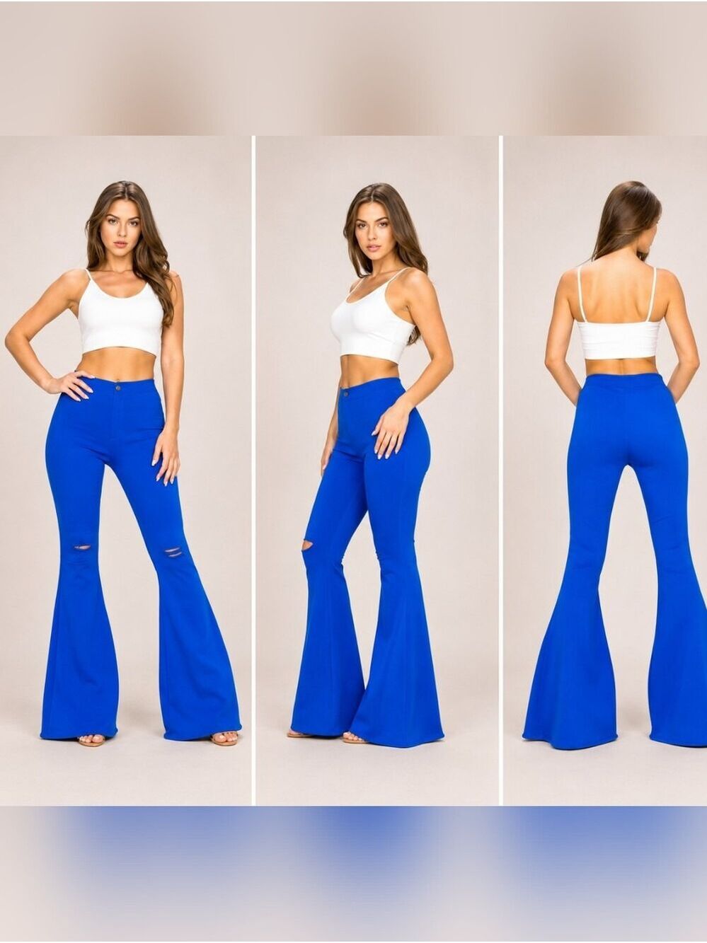 Royal Blue Bellbottom Jeans 💙 | Stretchy Distressed Flare Denim